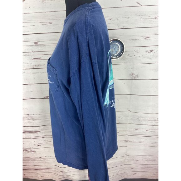 Lily Grace Elephant‎ Raised Right Navy Blue Long Sleeve Size Large - Picture 4 of 8